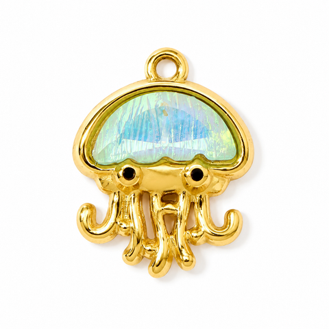 18K Yellow Gold Plated Enamel Jellyfish Charm