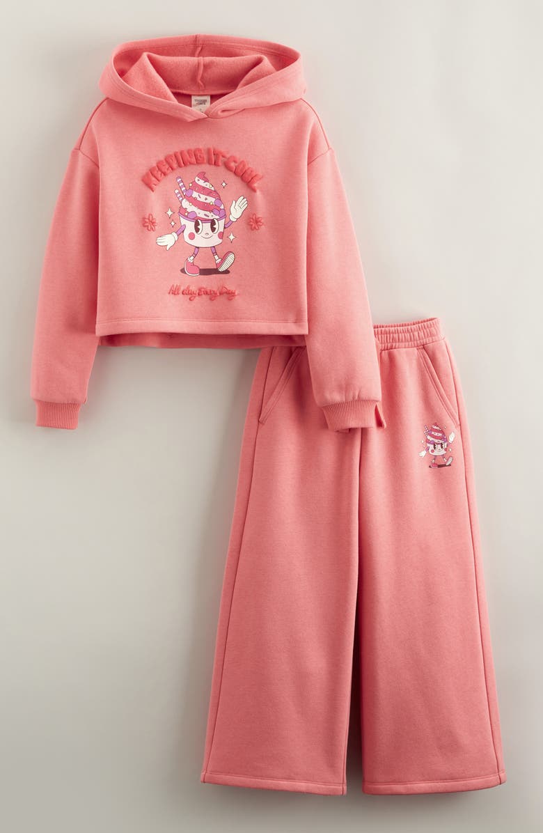 Tucker + Tate Kids' Fleece Hoodie & Pants Set, Main, color, Pink Lantana Keep It Cool