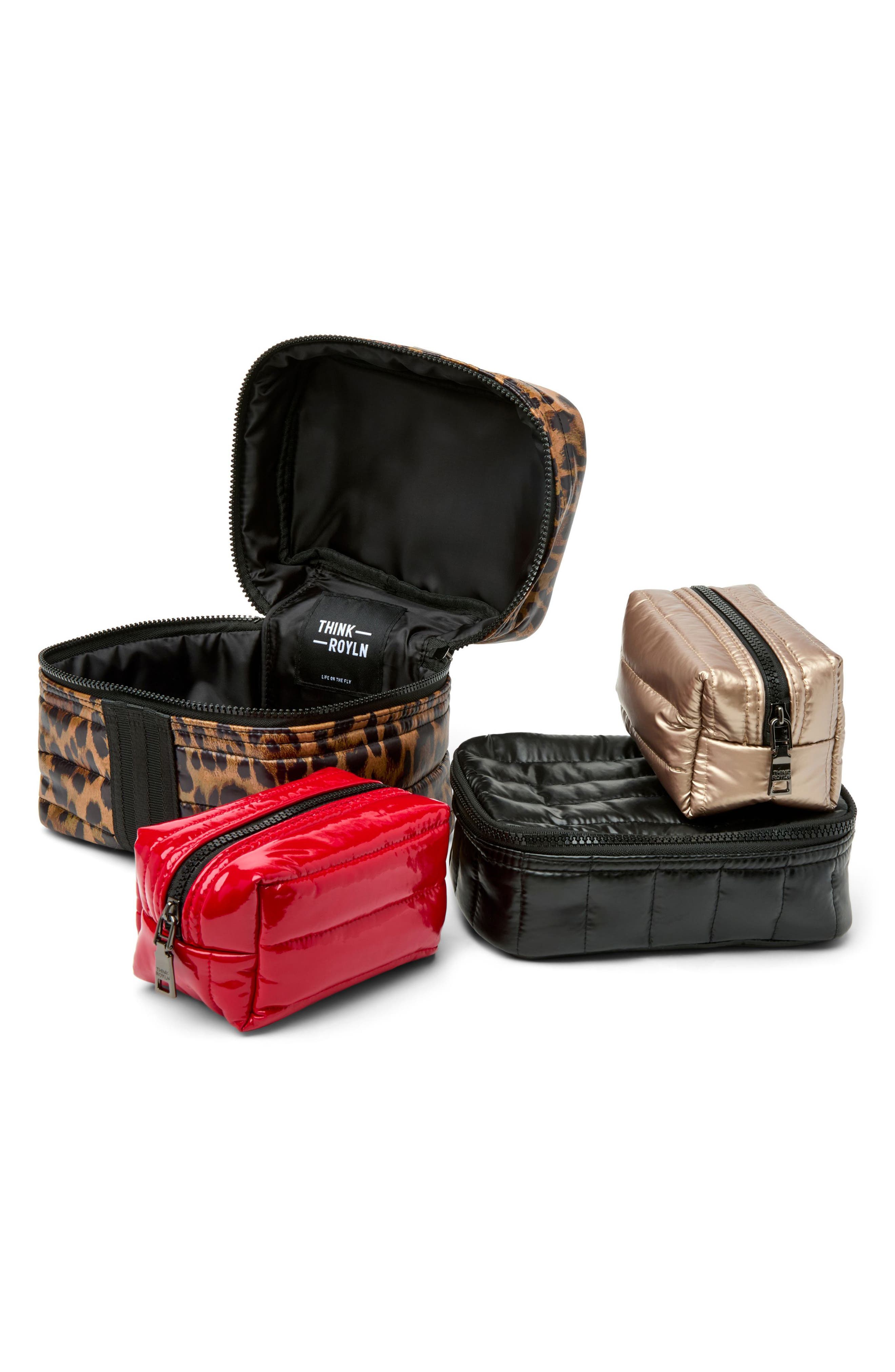 Glamour Girl 4-Pack Travel Pouches, Alternate, color, PEARL LEOPARD BLACK LIPSTICK