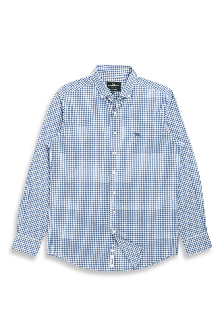 Sports Fit Gingham Button-Down Oxford Shirt, Alternate, color, SEA BLUE