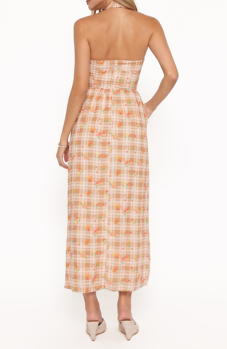 Petal & Pup Gemini Floral Check Halter Neck Maxi Dress, Alternate, color, Yellow Floral Gingham