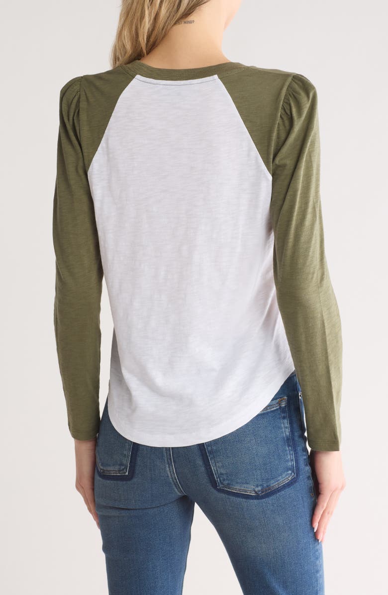 Veronica Beard Mason Puff Sleeve Pima Cotton Baseball T-Shirt, Alternate, color, 