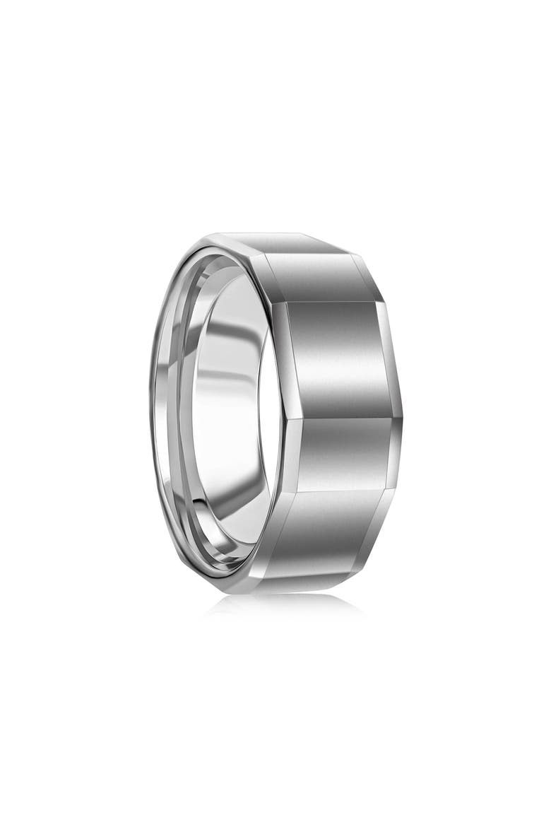 Men's Faceted Tungsten Ring, Alternate, color, SILVER