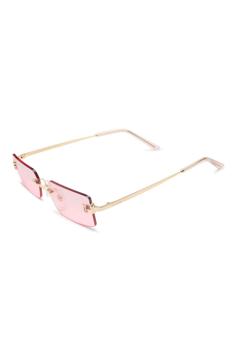 54mm Frameless Rectangular Sunglasses, Alternate, color, GOLD