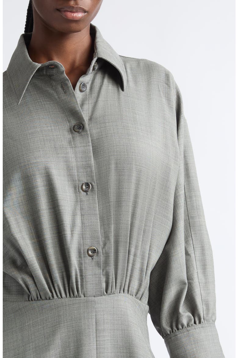 Eleanor Wool Stretch Twill Midi Shirtdress, Alternate, color, GREY MELANGE