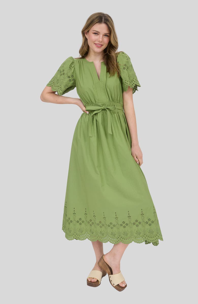 Blu Pepper Eyelet Tie Waist Maxi Dress, Alternate, color,