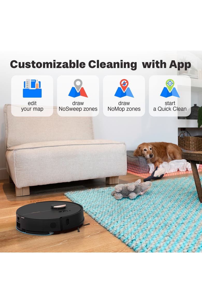 Dustin Plus Auto-Empty Robot Vacuum & Mop, Alternate, color, True Black