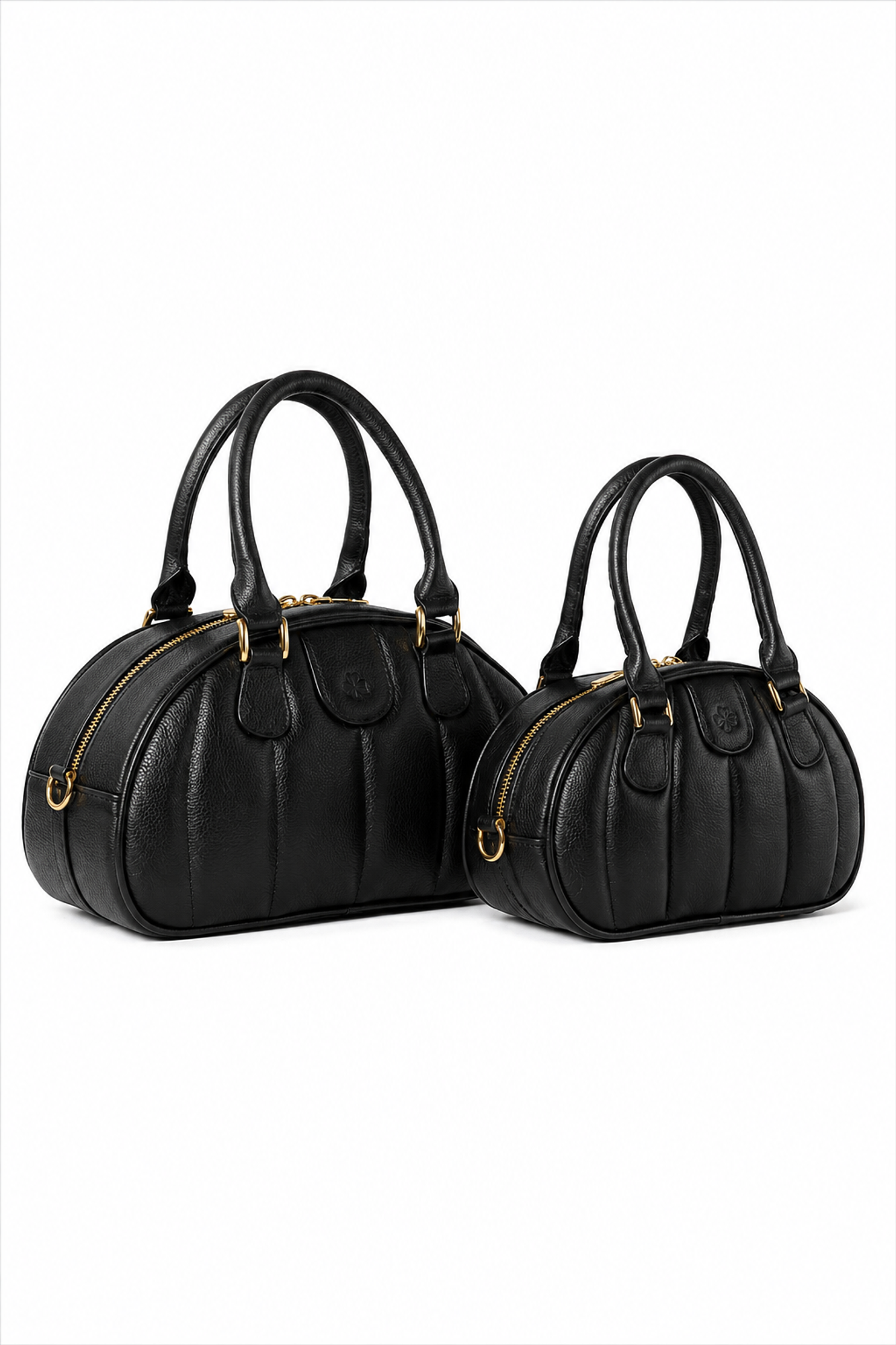 Ameline Sculptural Italian Leather Top Handle, Alternate, color, Black