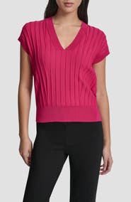 DKNY Rib Short Sleeve Sweater