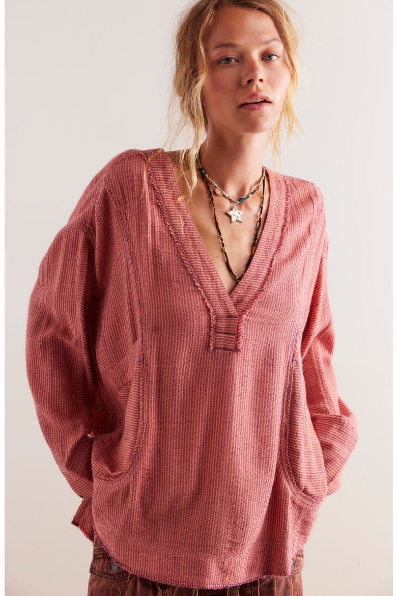 By the Shore Oversize Top, Alternate, color, WINE COMBO