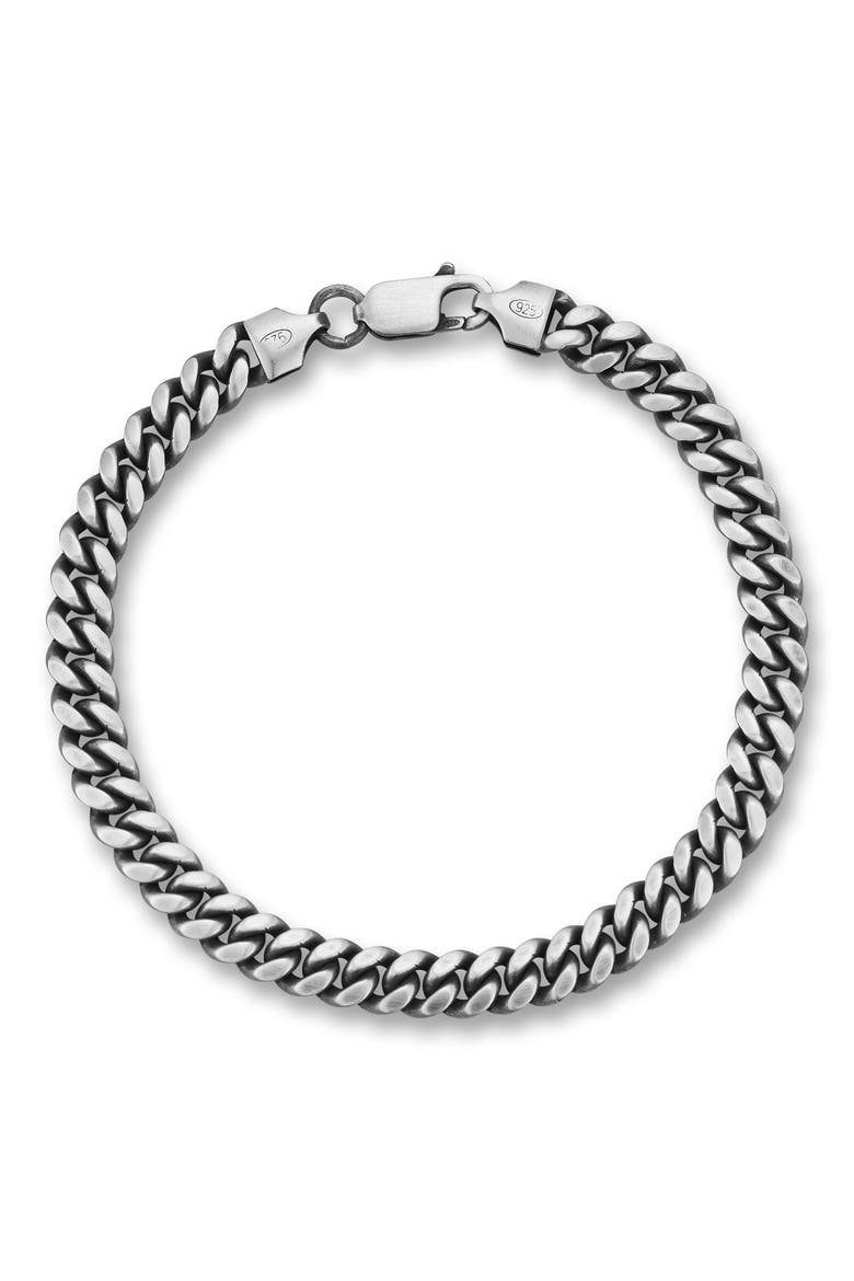 Men's Sterling Silver Oxidized Curb Chain Bracelet, Main, color, SILVER