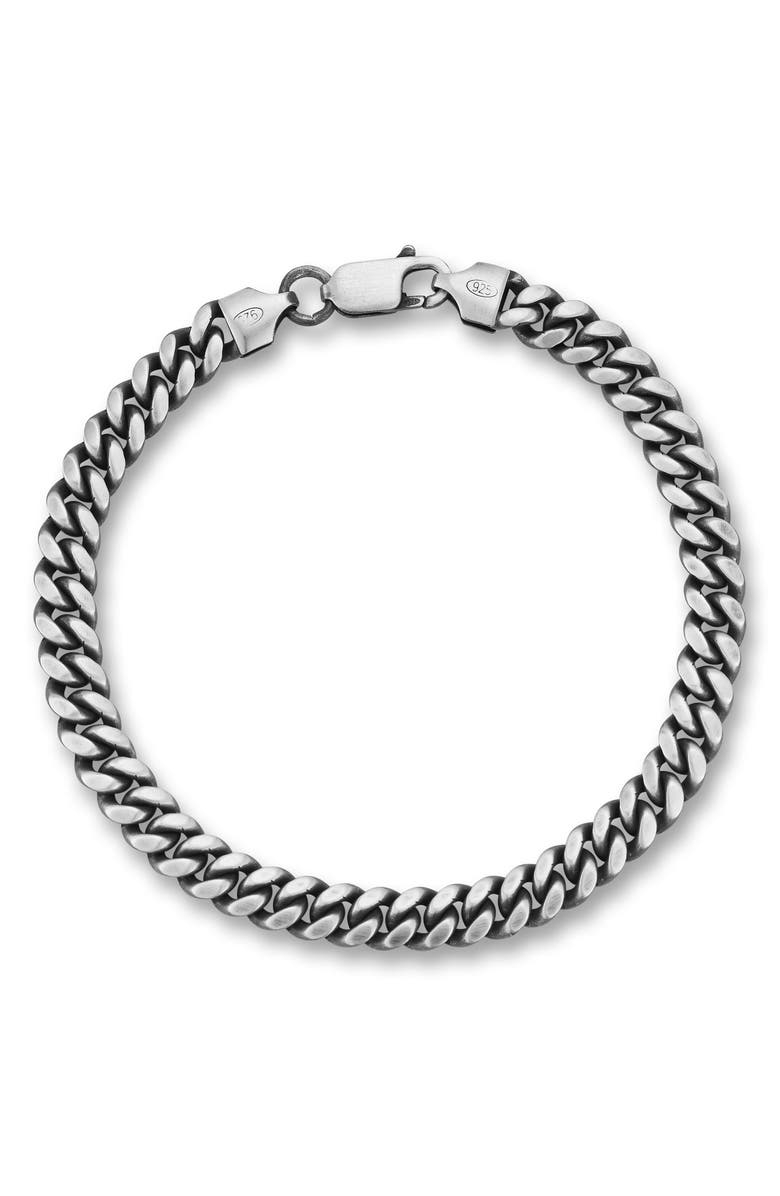 Yield of Men Men's Sterling Silver Oxidized Curb Chain Bracelet, Main, color, 