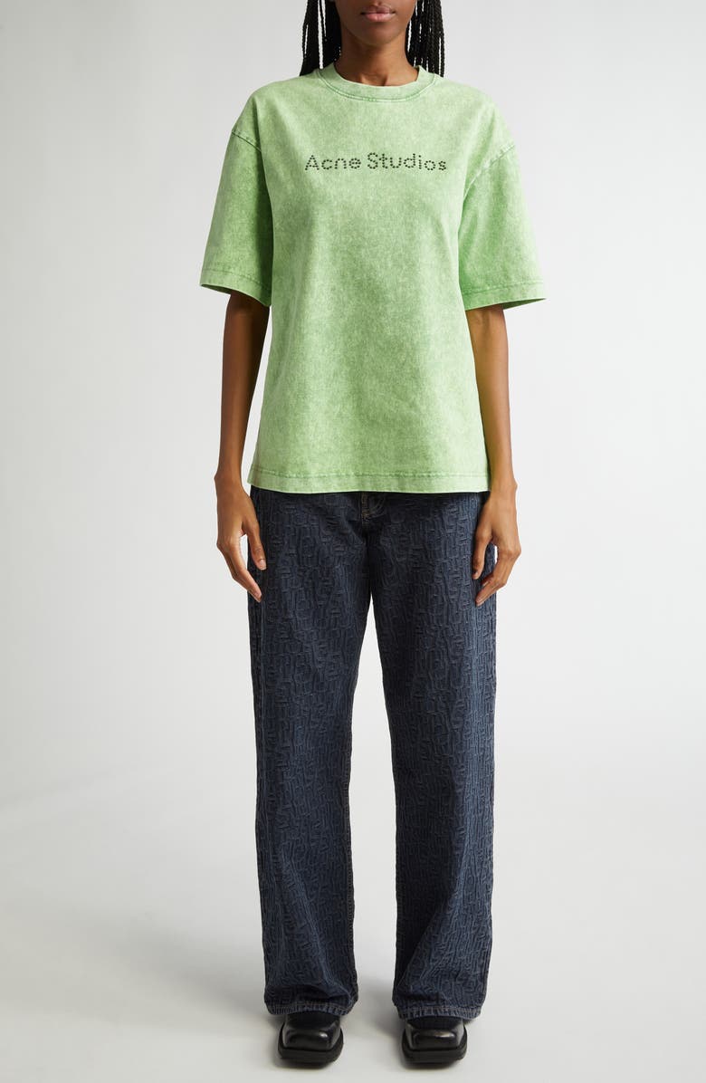 Acne Studios Exford Relaxed Fit Diamanté Logo T-Shirt, Alternate, color, 