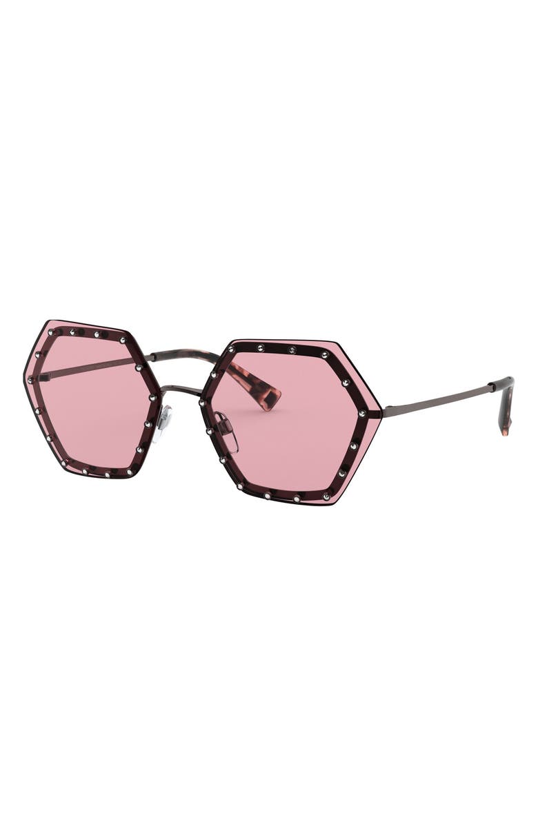 Valentino 62mm Oversize Studded Sunglasses, Alternate, color, 