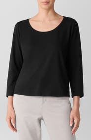 Eileen Fisher Scoop Neck Stretch Jersey Shirt