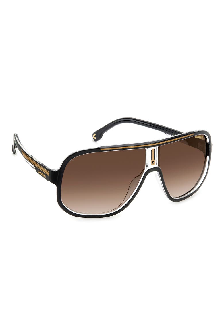 63mm Oversize Rectangular Navigator Sunglasses, Alternate, color, BLACK GOLD/ BROWN GRADIENT