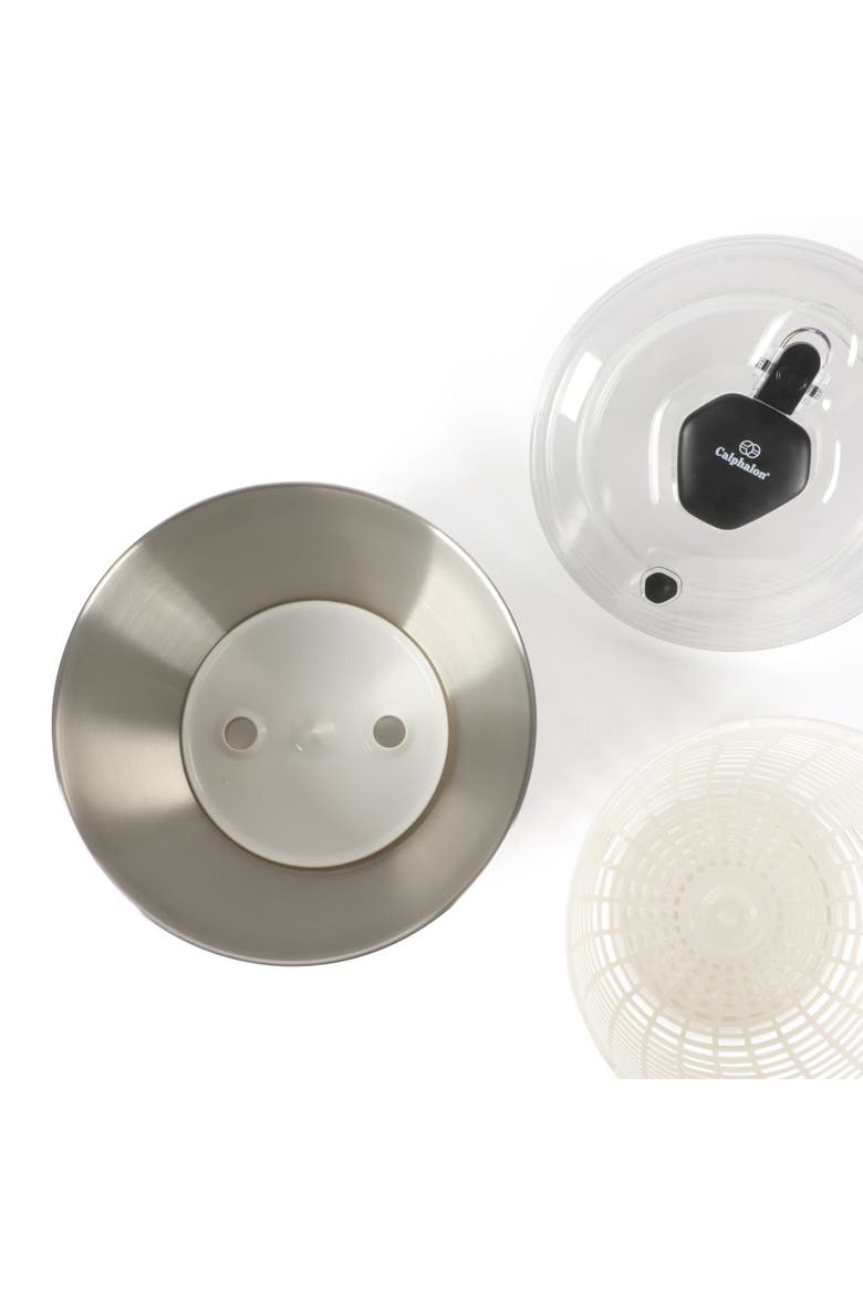 Aero 6.3 Qt Stainless Steel Salad Spinner with Strainer and Storage Lid, Alternate, color, Silver