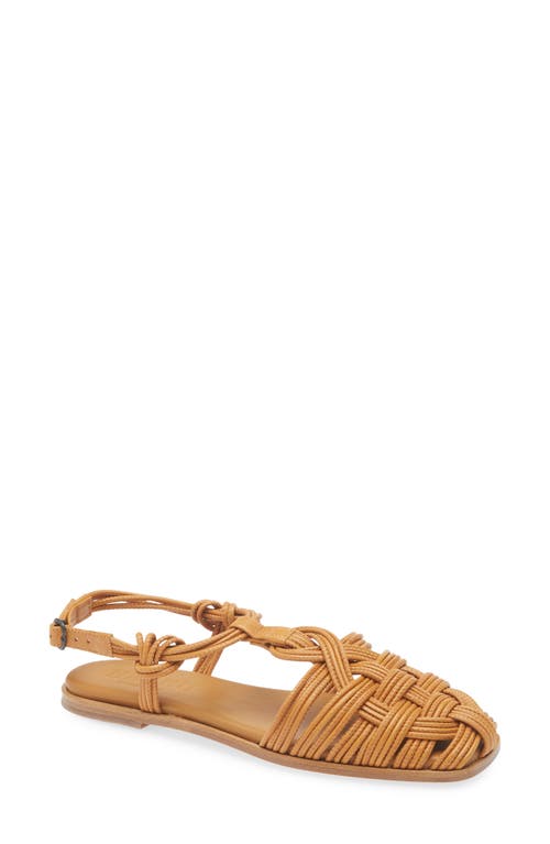 Hereu Square Toe Flat Sandals In Light Camel
