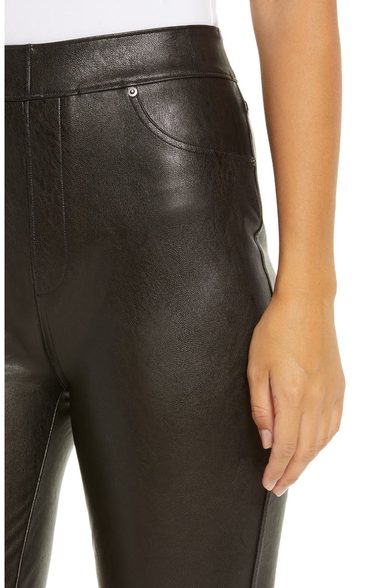 Faux Leather-Like Ankle Skinny Pants, Alternate, color, NOIR