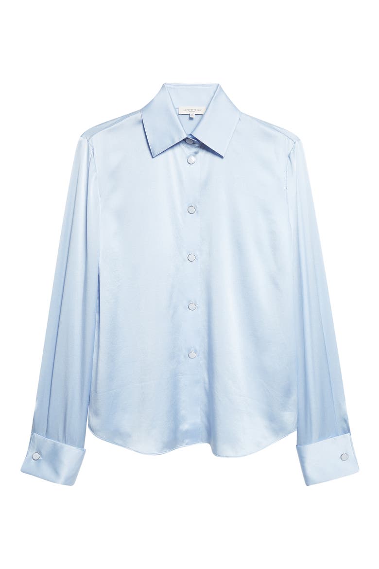 Slim Fit Silk Button-Up Shirt, Alternate, color, BLUEBELL