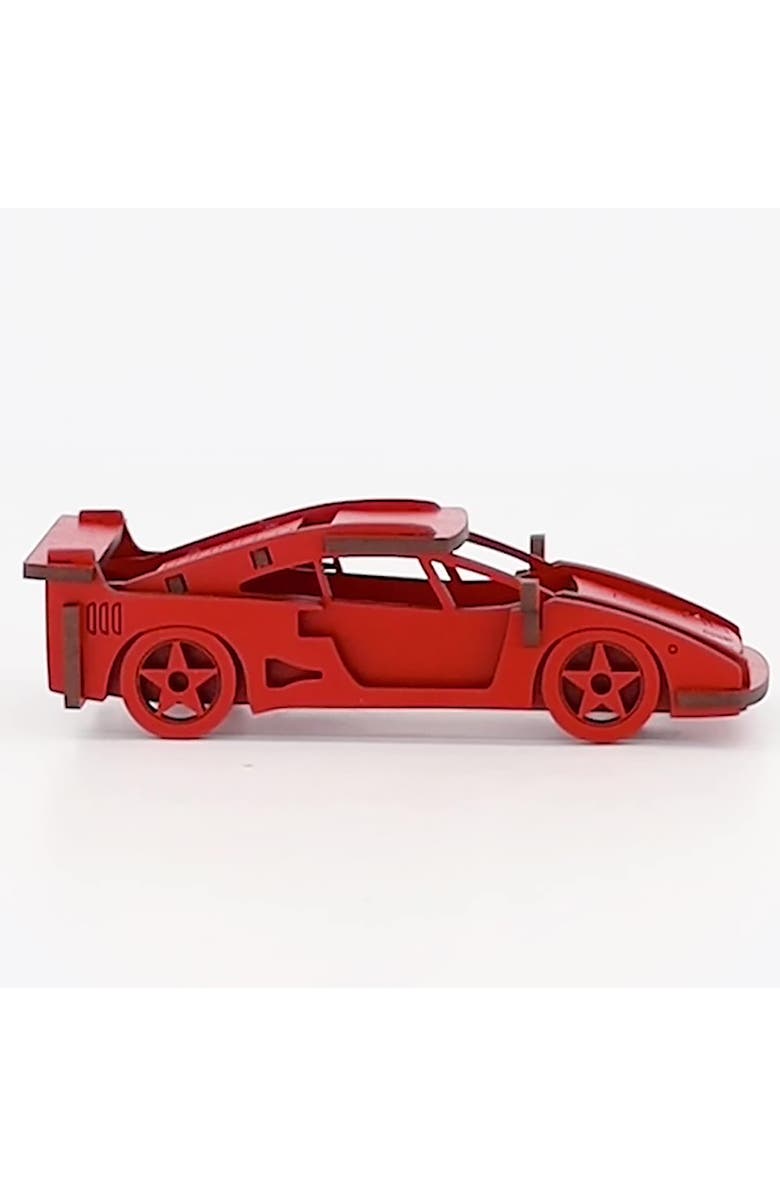 Little 
Wood Woodlet Medium Red Sports Car 3D Wooden Kitset,Ages 6+, Alternate, color, Multicolored