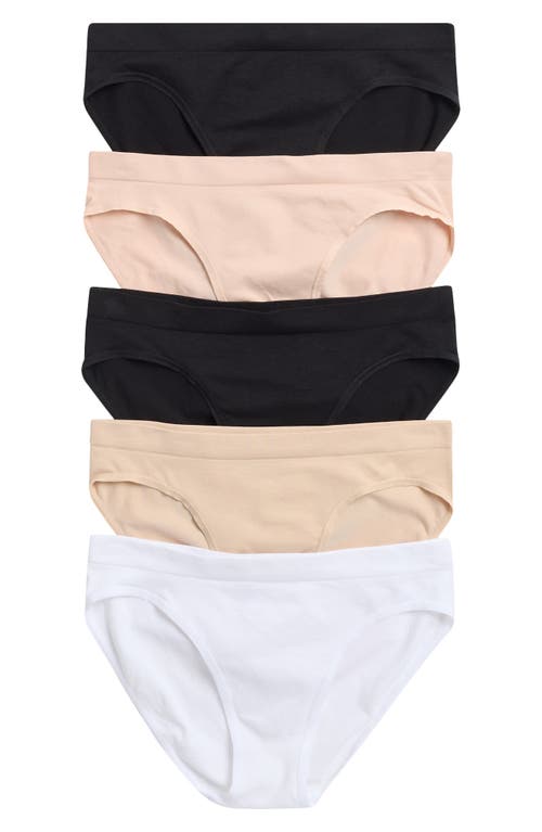 Nordstrom Rack Everyday Assorted 5-pack Bikinis In Pink Hero Multi