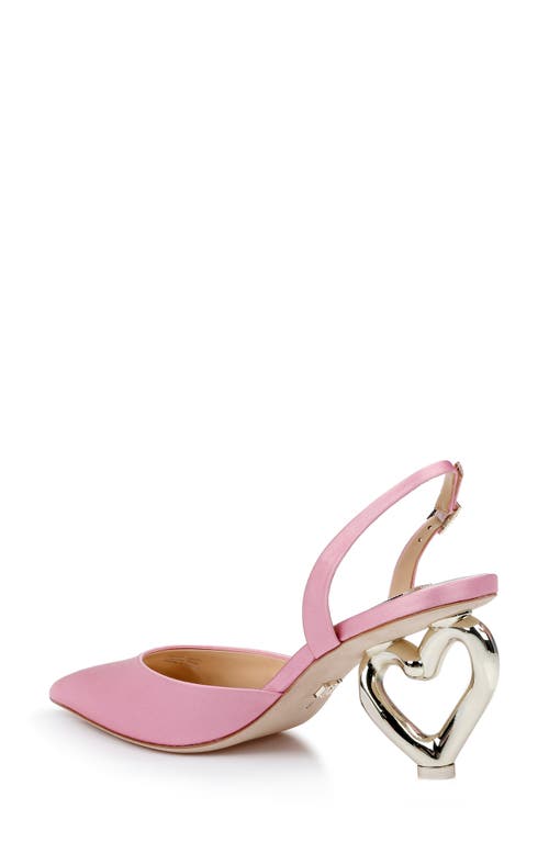 Badgley Mischka Lucille Satin Heart-heel Slingback Pumps