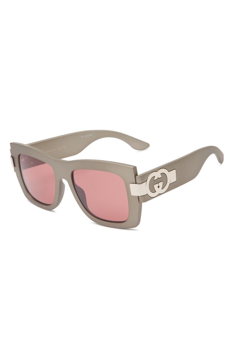 Gucci 54mm Rectangular Sunglasses, Alternate, color, Grey Grey Red