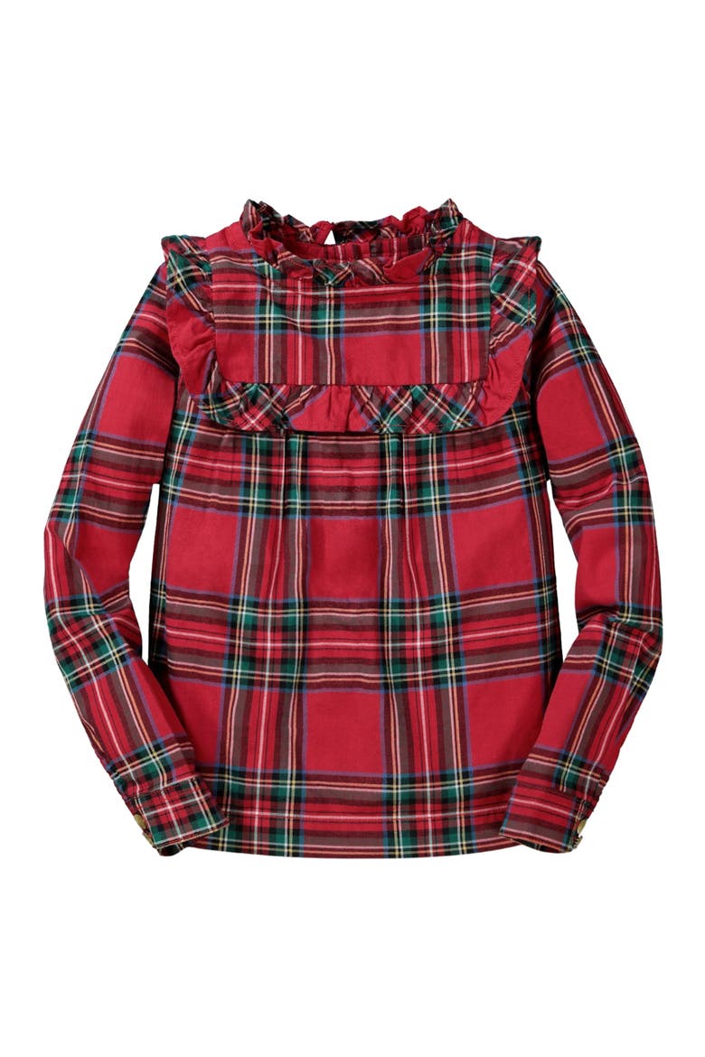 Girls' Ruffle Yoke Blouse, Toddler, Main, color, Red Plaid