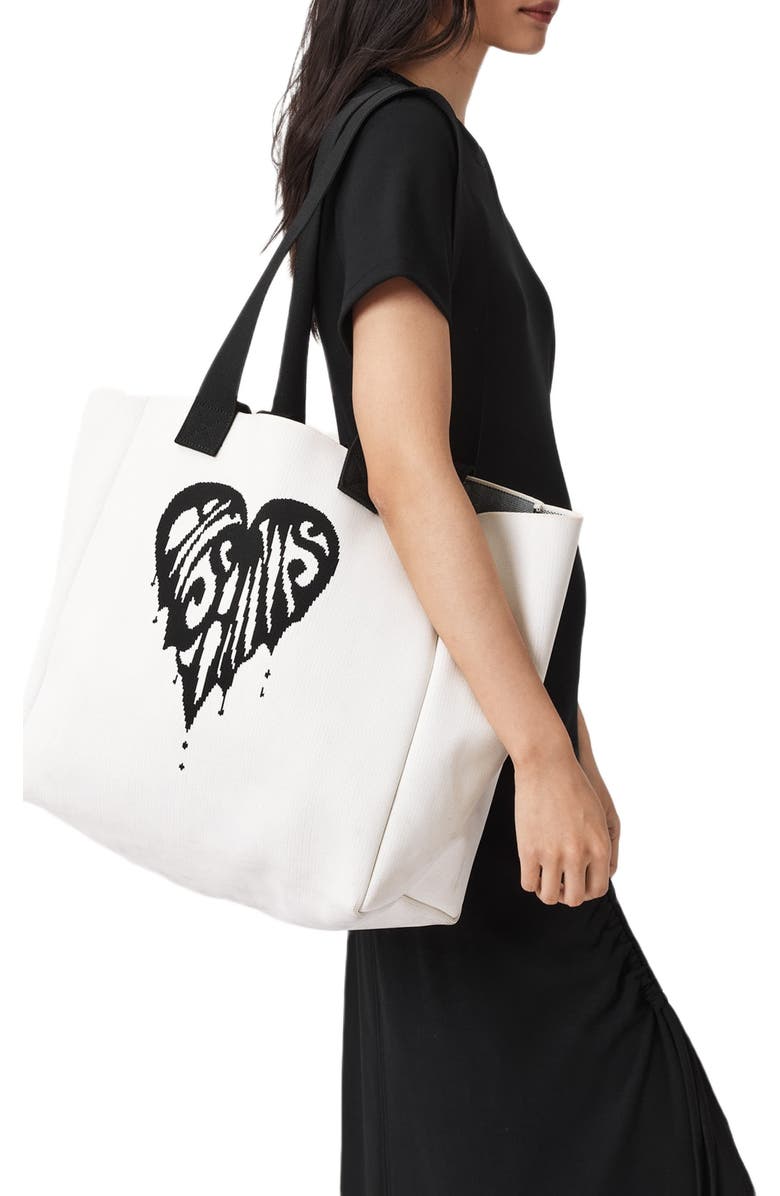 AllSaints Izzy Heart Tote, Alternate, color, White