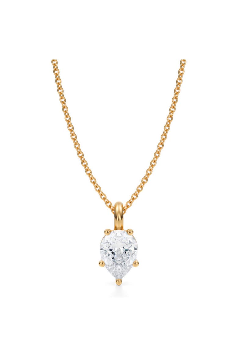 Pear Solitaire Lab Diamond Pendant Necklace 14K 1.0ct, Main, color, Yellow Gold