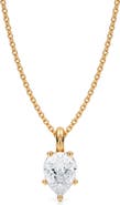 ALLUREZ Pear Solitaire Lab Diamond Pendant Necklace 14K 1.0ct