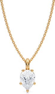 ALLUREZ Pear Solitaire Lab Diamond Pendant Necklace 14K 1.0ct