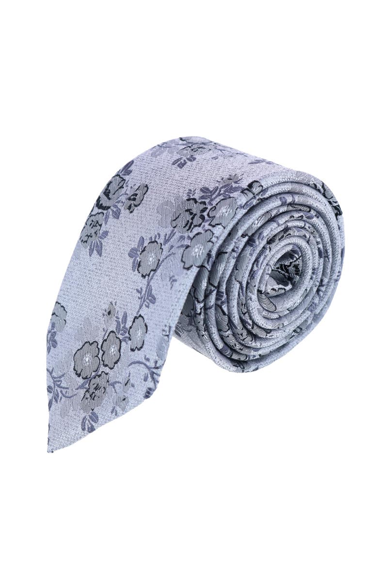 Trafalgar Florian Silk Novelty Necktie, Main, color, Grey And Black