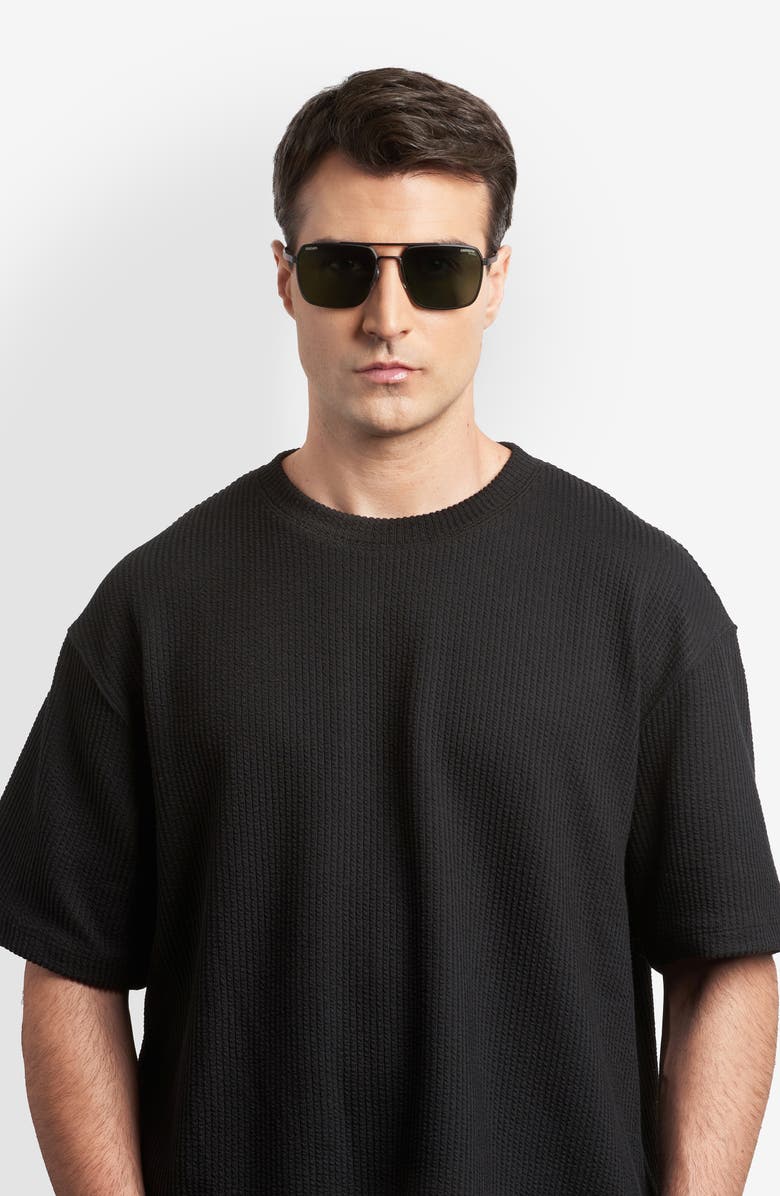 Carrera Eyewear x Ducati 59mm Carduc Rectangle Sunglasses, Alternate, color, Matte Black/ Green