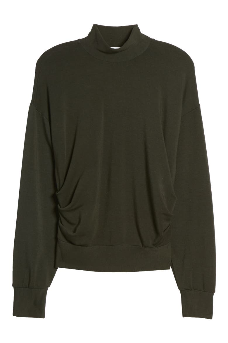 Mock Neck Fleece Sweatshirt, Alternate, color, BLACK