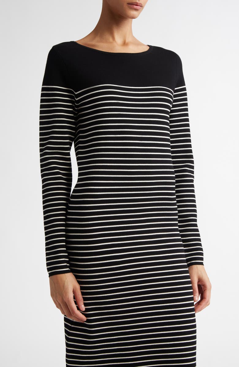 Max Mara Studio Flipper Stripe Long Sleeve Midi Sweater Dress, Alternate, color, Navy