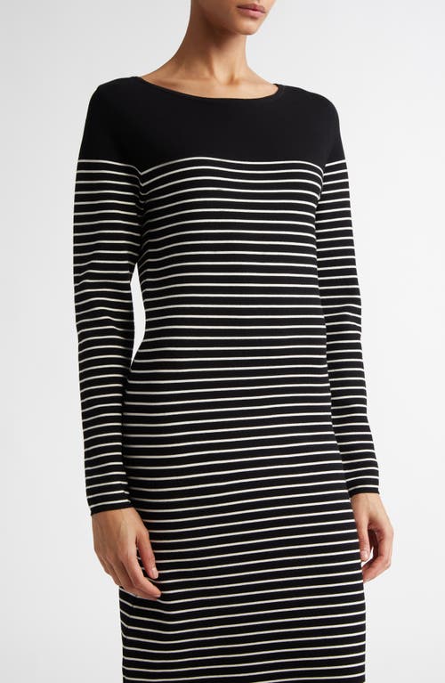 Shop Max Mara Studio Flipper Stripe Long Sleeve Midi Sweater Dress In Navy