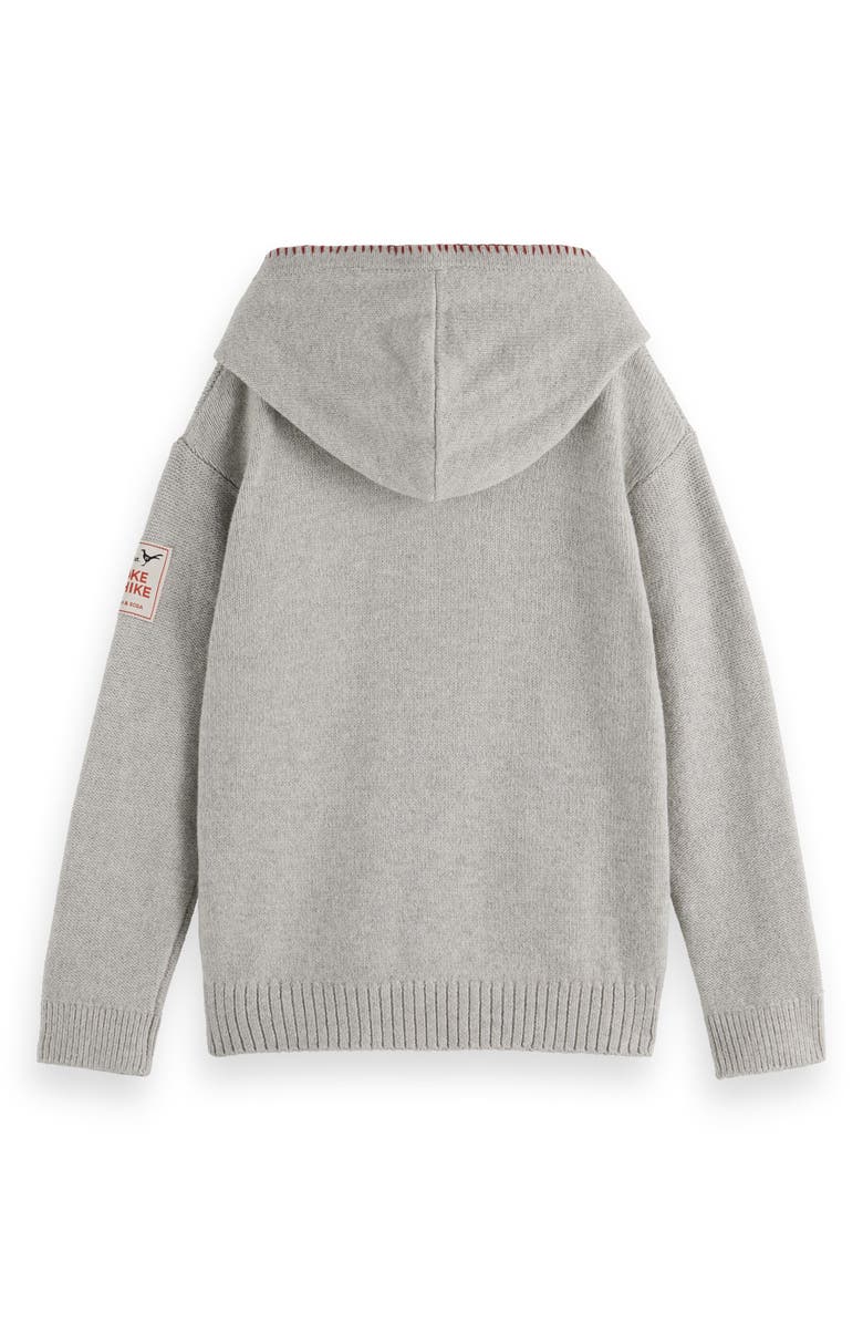 Scotch & Soda Kids' Blanket Stitch Accent Sweater Hoodie, Alternate, color, Grey