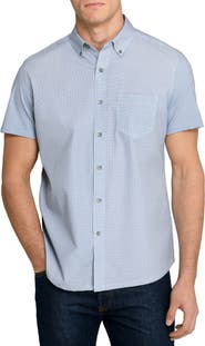 W.R.K Slim Fit Micro Circle Reworked Short Sleeve Button-Down Shirt