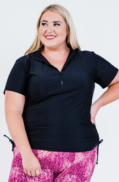 Plus Size Half-Zip Adele Swim Top