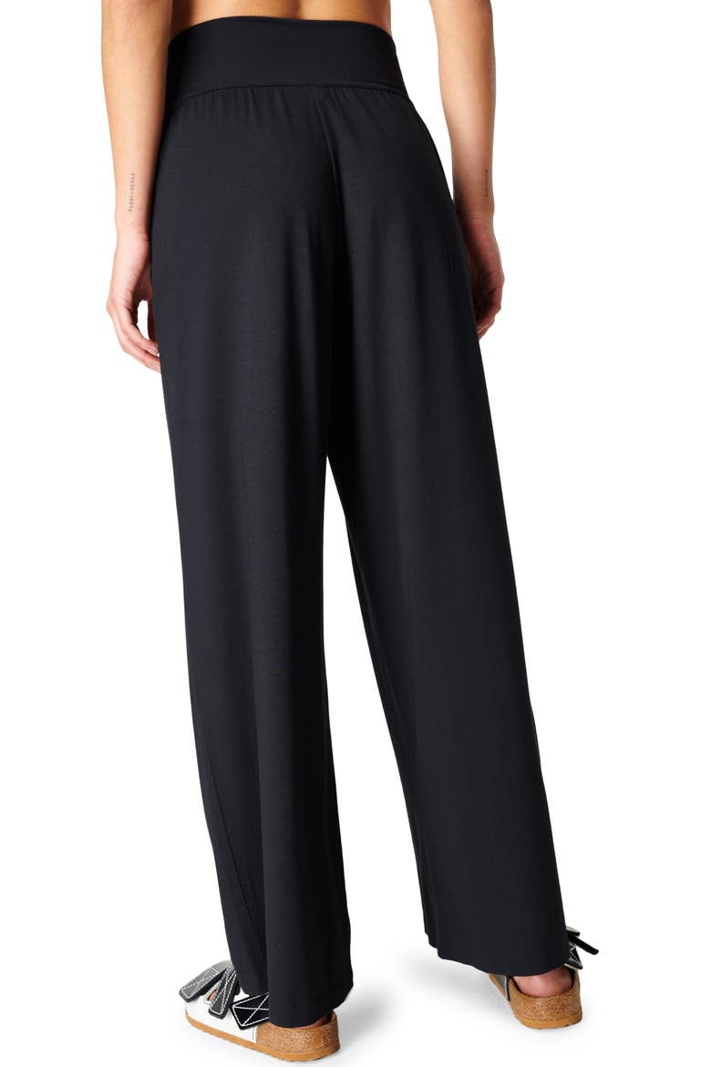 High Waist Wide Leg Stretch Modal Pants, Alternate, color, BLACK