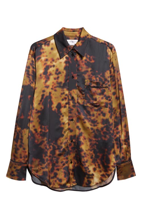 Victoria Beckham Piped Satin Button-up Pajama Shirt In Brown