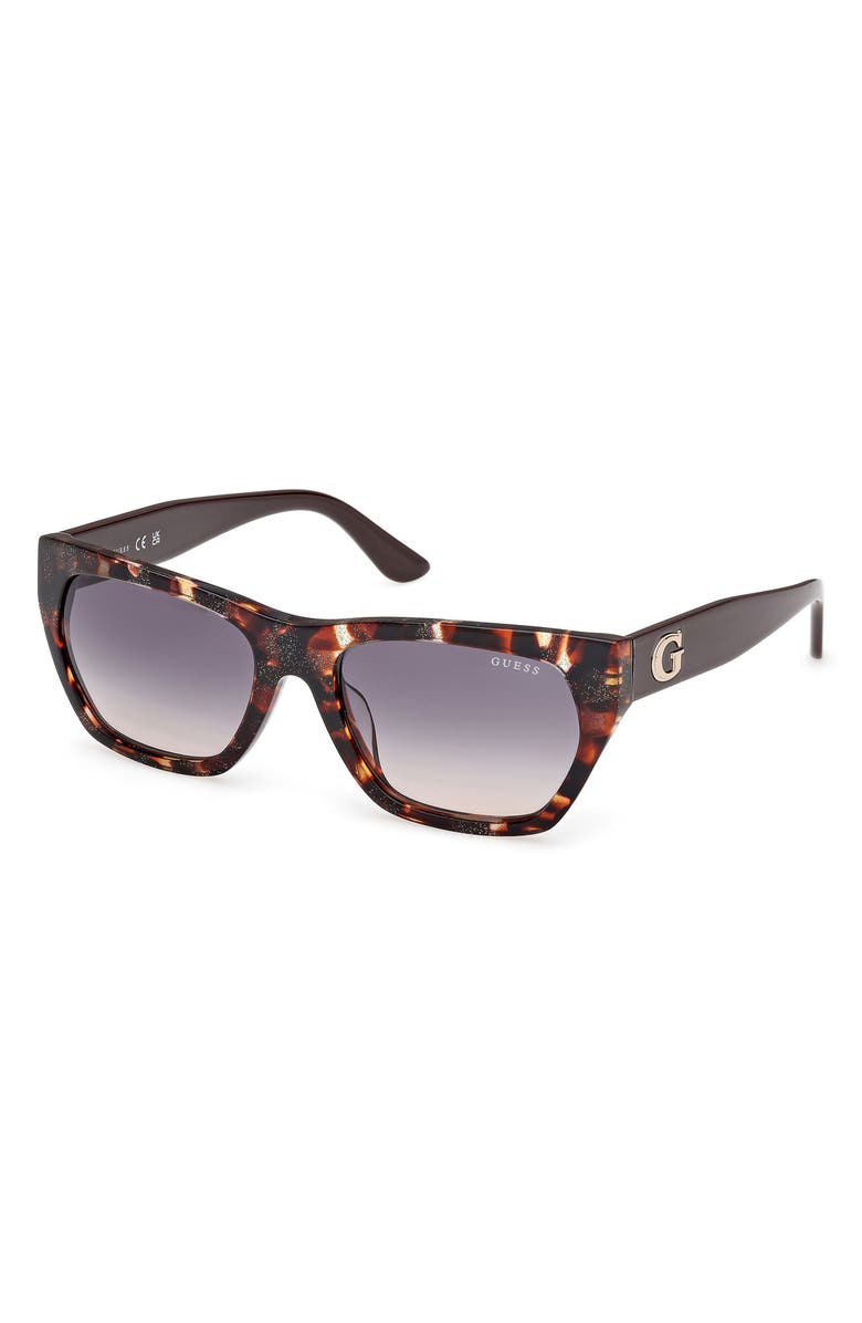 GUESS Geometric Sunglasses, Alternate, color, Dark Havana / Gradient Smoke