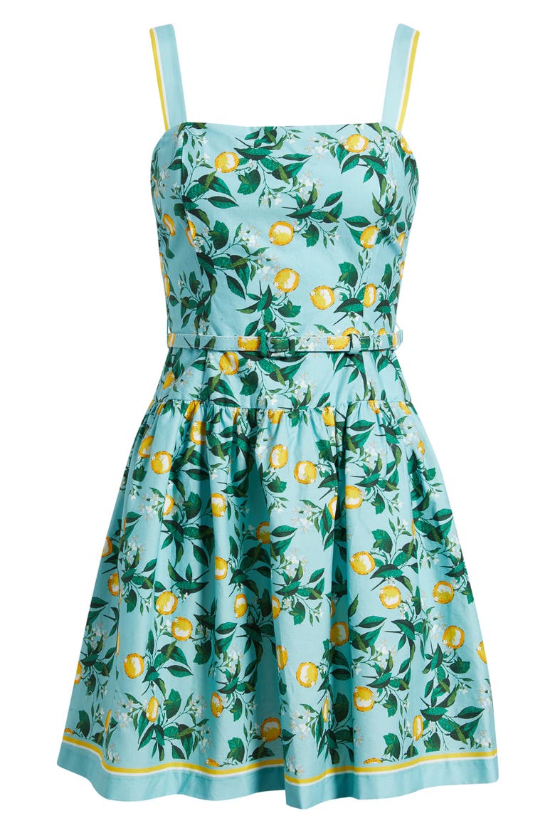Lemon Print Stretch Cotton Minidress, Alternate, color, BLUE MULTI