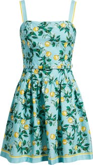 Julia Jordan Lemon Print Stretch Cotton Minidress
