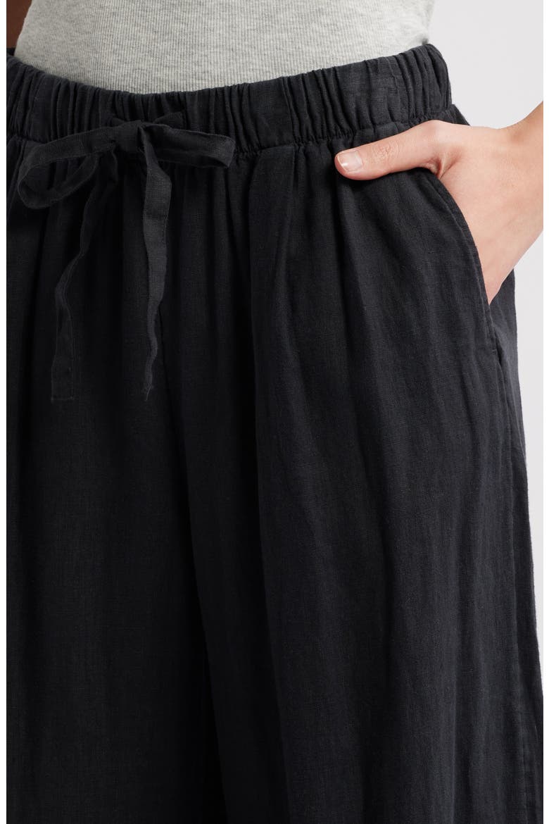 Wide Leg Linen Pants, Alternate, color, BLACK