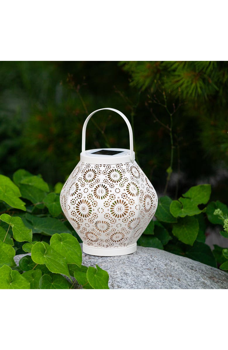 Allsop Home & Garden Daisy Punched Metal Solar Lantern, Alternate, color, White