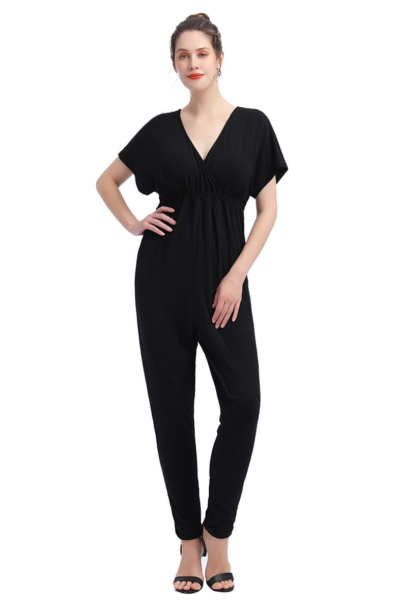 Kimi and Kai Lue V-Neck Maternity/Nursing Jumpsuit, Alternate, color, Black
