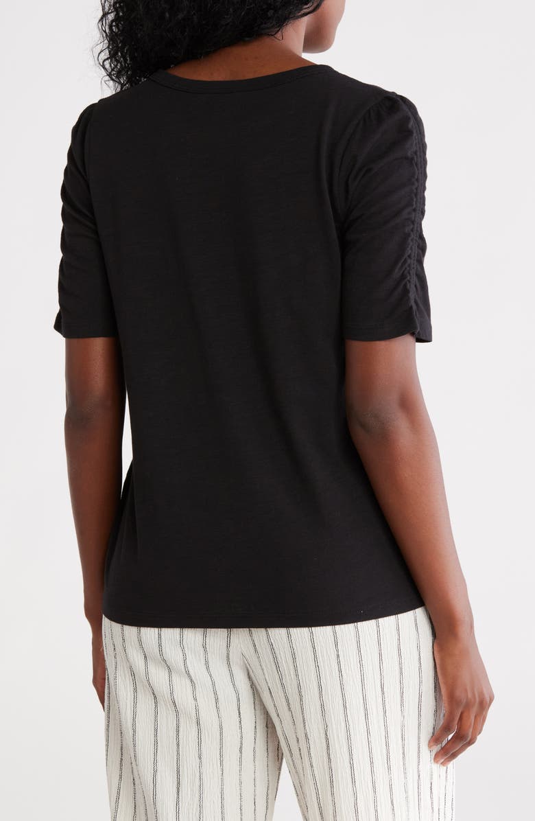 Caslon<sup>®</sup> Ruched Sleeve T-Shirt, Alternate, color, Black